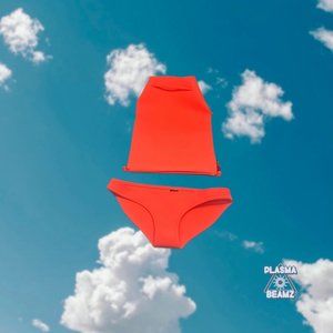 Triangl Neon Orange Neoprene Bikini Bottom & Matching Backpack xxs